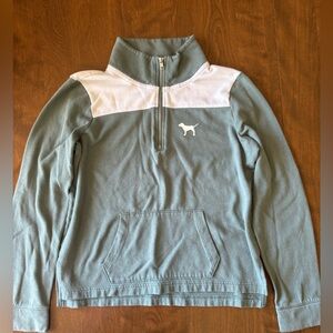 Victoria's Secret PINK Light Sage Half-Zip Sweater Size Medium